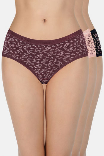 Buy Amante Low Rise Three-Fourth Coverage Hipster Panty (Pack of 3)- Assorted